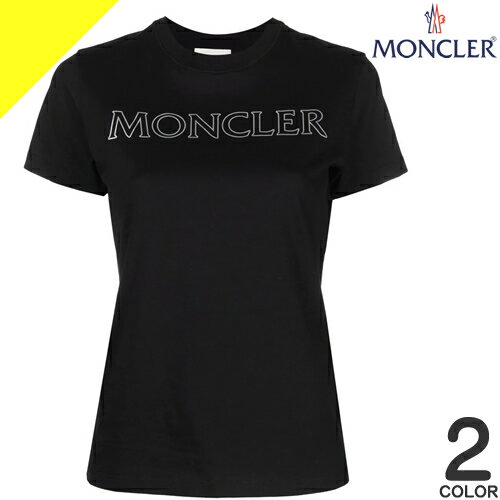 モンクレール MONCLER Tシャツ 半袖 クルーネック 丸首 レディース ロゴ コットン 大きいサイズ ブランド 白 黒 ホワイト ブラック 8C00013 829FB [ネコポス発送]