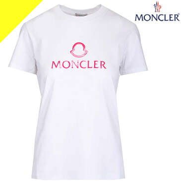 モンクレール MONCLER Tシャツ レディース 半袖 ブランド カットソー クルーネック ロゴ カジュアル 大きいサイズ 白 ホワイト 8C00006 809CR [ネコポス発送]