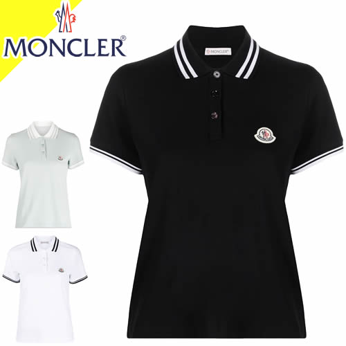 モンクレール ポロシャツ レディース 半袖 ロゴ コットン 綿 ブランド 大きいサイズ 白 黒 ホワイト ブラック MONCLER POLO 8A00008 84720 [ネコポス発送] その1