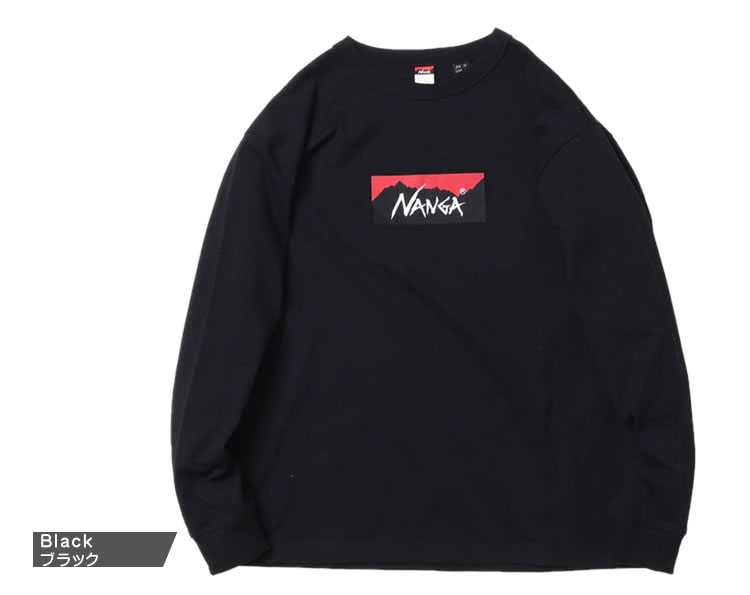 ナンガ Tシャツ 長袖 ロンT エコハイブリッド ボックスロゴ ロングスリーブTシャツ メンズ アウトドア 大きいサイズ ブランド おしゃれ クルーネック 丸首 黒 白 ブラック ホワイト NANGA ECO HYBRID BOX LOGO L/S TEE [ネコポス発送]