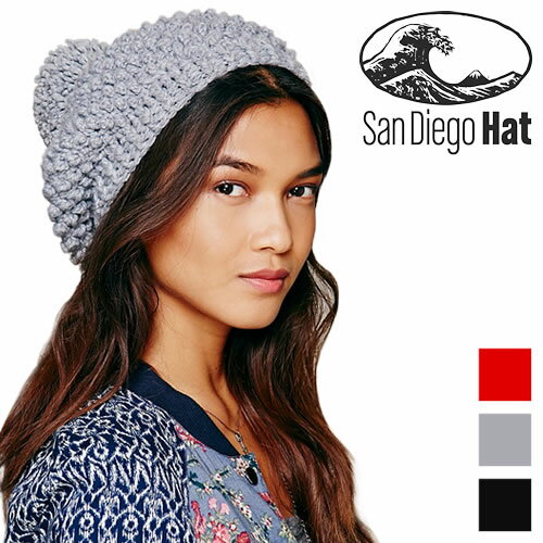 サンディエゴハット 帽子 ニット帽 レディース ポンポン おしゃれ 大きいサイズ 大きめ ブランド 秋冬 防寒 黒 赤 ブラック レッド グレー San Diego Hat KNH3230 [ネコポス発送]
