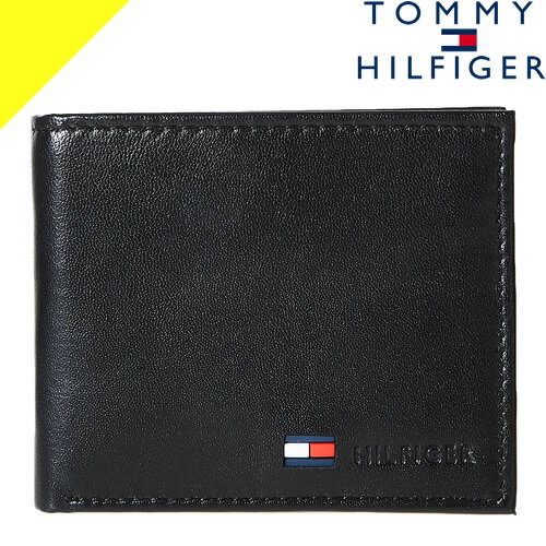 ＼2日間限定／【4,079円→3,678円】11/17 11:59まで！トミーヒルフィガー 財布 二つ折り財布 小銭入れあり メンズ レザー 本革 ブランド プレゼント 黒 ブラック TOMMY HILFIGER 31TL25X020 [ネコポス発送]のサムネイル