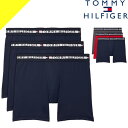 Tommy Hilfiger トミーヒルフィガー ボクサーパンツ 3枚セット 3枚組 メンズ アンダーウェア 下着 ロング ローライズ ツルツル ロゴ おしゃれ 大きいサイズ ブランド プレゼント 紺 赤 ネイビー レッド TOMMY HILFIGER BOXER BRIEFS 3 PACK 09T3637 [ネコポス発送]