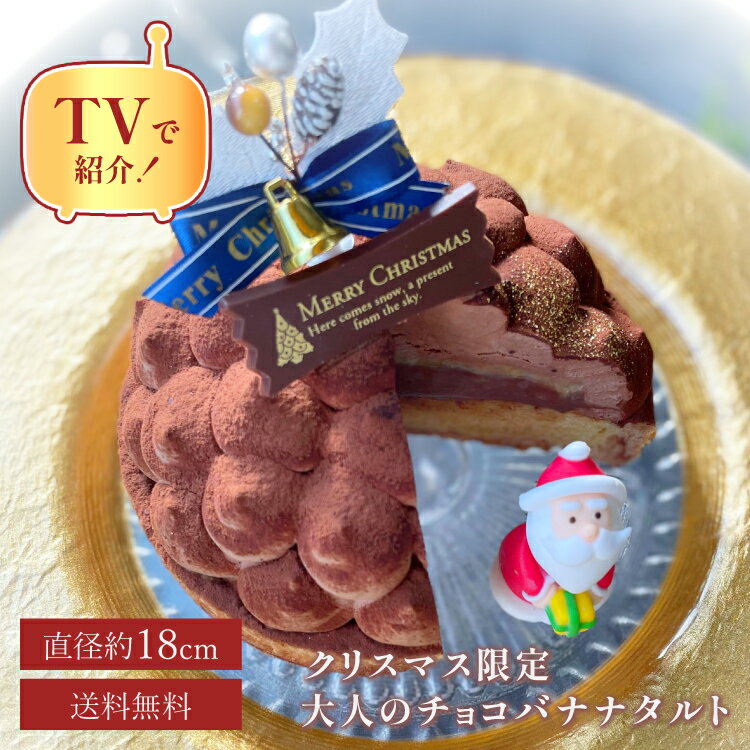 【クリスマス お歳暮 2025 早割 送料無料 100円OFFクーポン/18センチ】限定100 リッチチョコバナナタルト 8〜10名用 チョコケーキ チョコタル...