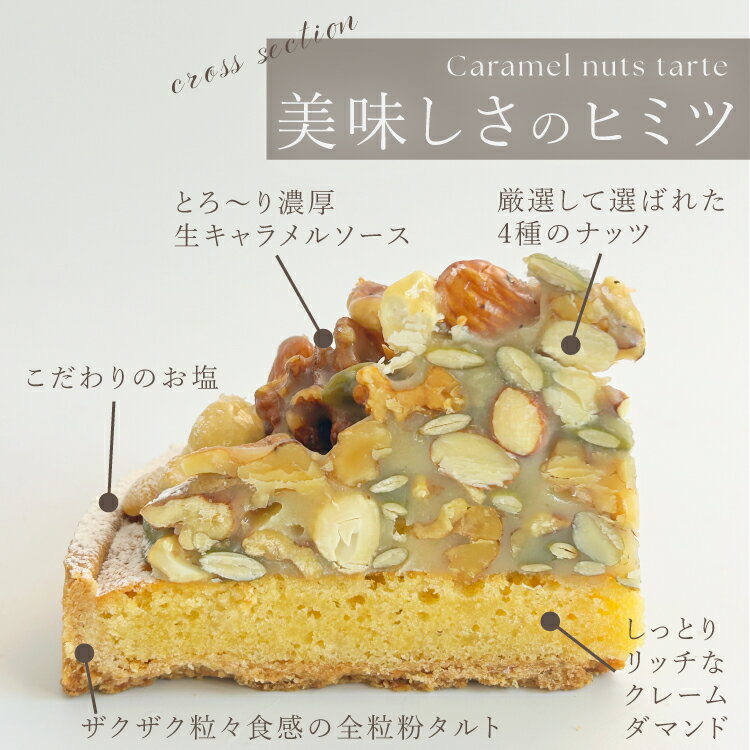 【100円OFFクーポン】キャラメルナッツタルト 4号 2〜4名用 父の日 早割 スイーツ 送料無料 あす楽 冷凍 選べるラッピング8種 お取り寄せ 送料無料 スイーツ ギフト 心優-CotoyuSweets- 保存料 着色料 無添加 内祝 出産祝 結婚祝 結婚内祝 出産内祝 2