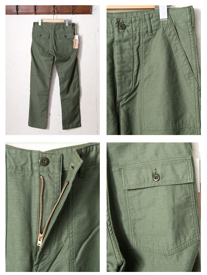 【orslow】オアスロウMEN'S US ARMY SLIM FIT FATIGUE PANTS（01-5032）メンズ USアーミー スリムフィットファティーグパンツ4ポケ 軍パンGREEN（16）z5x