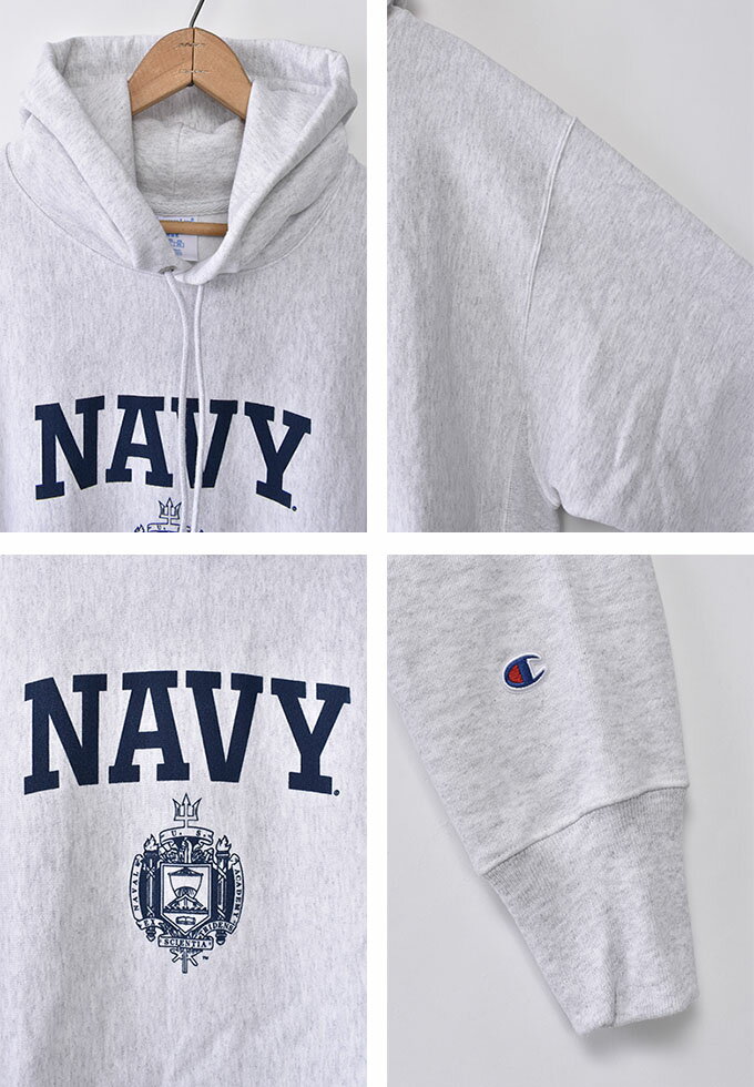 【Champion】チャンピオンUS企画 Champion USNA ISSUE Reverse Weave Sweat Hoodieリバースウィーブ スウェット パーカー海軍兵学校 United States Naval Academy US NAVYOxford Gray オックスフォードグレー