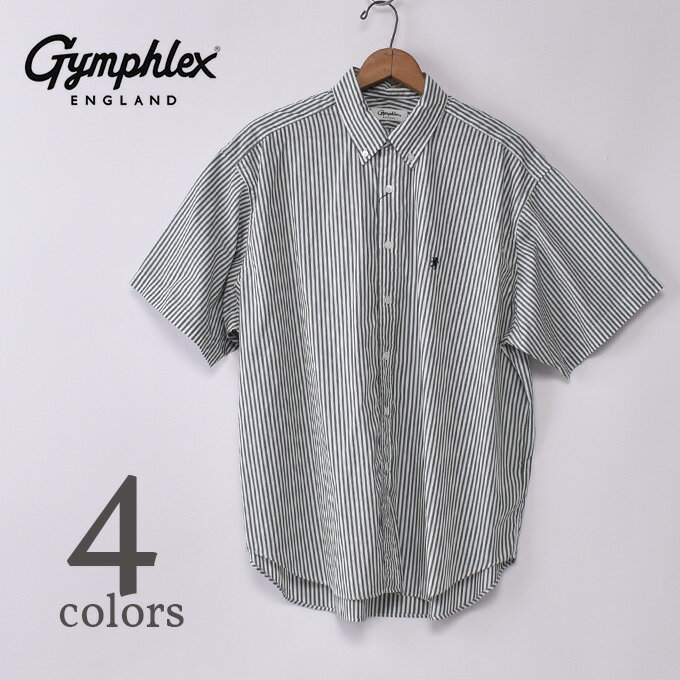 Gymphlex / COTTON BD S/S SHIRTS (#GY-B0248 MTS) ジムフレックス / コットンボタンダウン ショートスリーブ シャツ 半袖 STRIPE MEN全4色 (NAVY×YELLOW STRIPE・GREY×WHITE STRIPE・CHARCOAL×WHITE STRIPE・GREEN×WHITE STRIPE) z10x