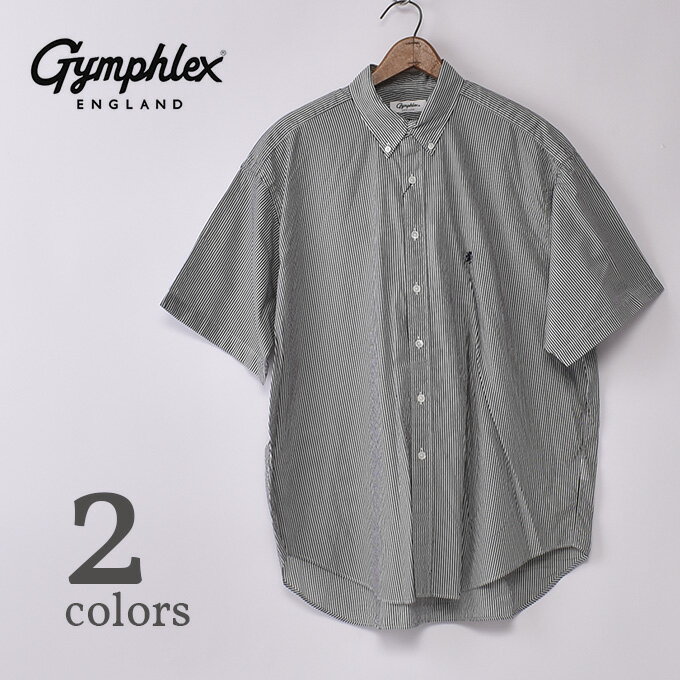 Gymphlex / BD S/S SHIRTS (#GY-B0248 CCK) ジムフレックス / ボタンダウン ショートスリーブシャツ ストライプ 半袖 MEN全2色 (SAX×WHITE STRIPE・CHARCOAL×WHITE STRIPE) z10x