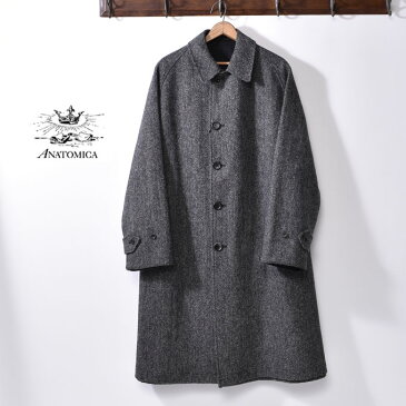 ★10％OFFクーポン配布中 Made in Japan【ANATOMICA】アナトミカSINGLE RAGLAN COAT 2 SP GABARDINEシングルラグラン2 SP ステンカラーコートGABARDINE×TWEED ギャバジン×ツイードBLACK ブラック