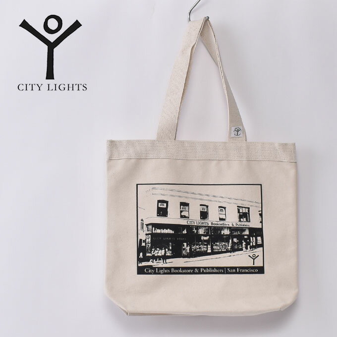 【City Lights Bookstore】シティ ライツ ブックストア STORE FRONT Canvas Tote Bag キャンバス トートバッグWHITE ホワイト ネコポス対応