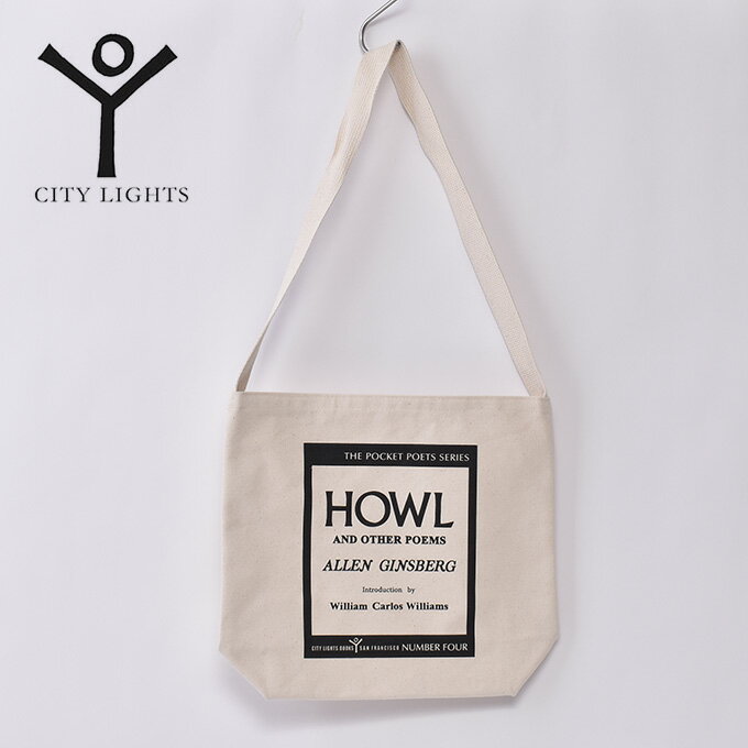 シティ ライツ ブックストア"HOWL" Canvas Shoulder Bag キャンバスショルダーバックWHITE×BLACK ホワイト×ブラック z3x