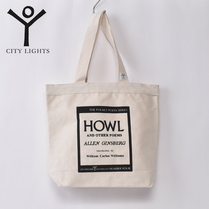 シティ ライツ ブックストア"HOWL" Canvas Tote Bag キャンバストートバックWHITE×BLACK ホワイト×ブラック z3x