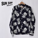 サンサーフDUKE KAHANAMOKU デューク・カハナモクDUKE'S PINEAPPLE (DK26793 128NV) デュークズパイナップルLONG SLEEVE RAYON ALOHA SHIRT長袖 レーヨン アロハシャツ ハワイアンシャツ NAVY ネイビー