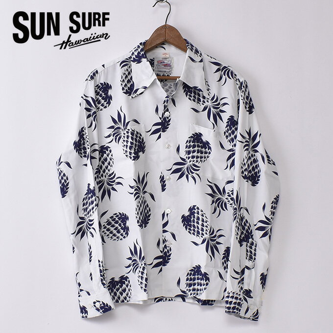 サンサーフDUKE KAHANAMOKU デューク・カハナモクDUKE'S PINEAPPLE (DK26793 105OF) デュークズパイナップルLONG SLEEVE RAYON ALOHA SHIRT長袖 レーヨン アロハシャツ ハワイアンシャツ OFF WHITE オフホワイト