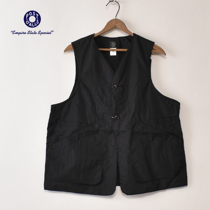 POST OVERALLS / 3503-CNB DEE Vest 2 / crinkle nylon taffeta blackポストオーバーオールズ / ディーベスト2 /クリンクルナイロンタフタ ブラック