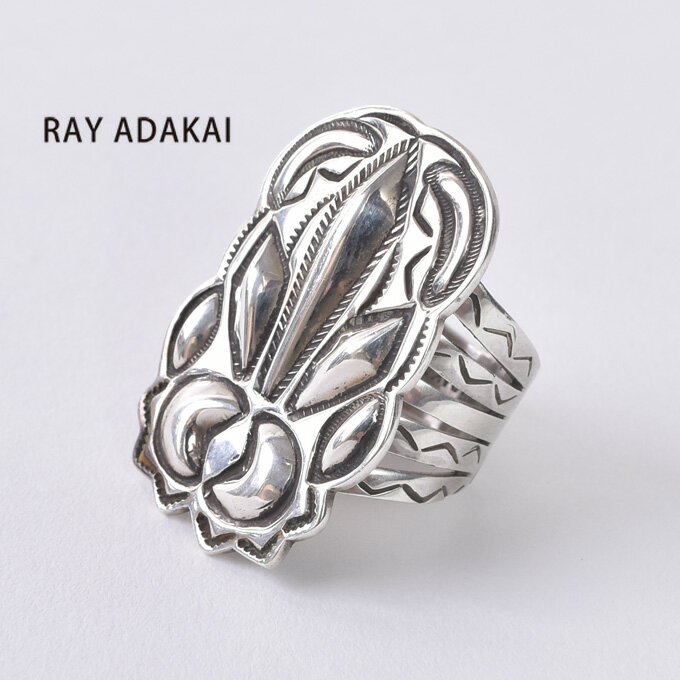 ナバホ族【RAY ADAKAI】レイアダカイEmboss Ring Mideumエンボスリング ミディアムSize M（19号）z5x