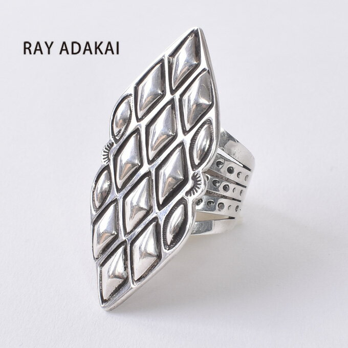 ナバホ族【RAY ADAKAI】レイアダカイEmboss Ring Largeエンボスリング ラージSize M（19号）z5x