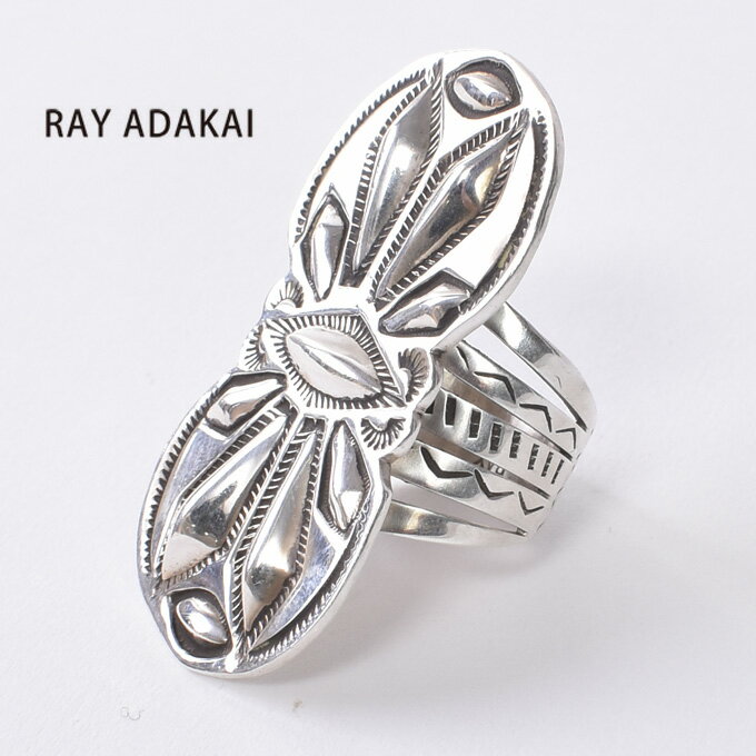 ナバホ族【RAY ADAKAI】レイアダカイEmboss Ring Largeエンボスリング ラージSize M（19号）z5x