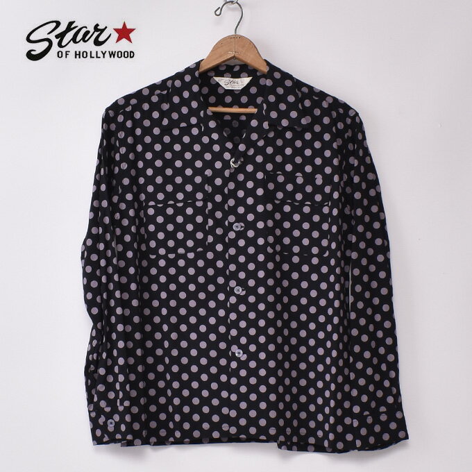 SUN SURF サンサーフ【STAR OF HOLLYWOOD 】スターオブハリウッド POLKA DOT H.D.R L/S OPEN SHIRT (SH29315 119BLK) ポルカドット ハイデンシティレーヨン 長袖 オープンカラーシャツBLACK ブラック