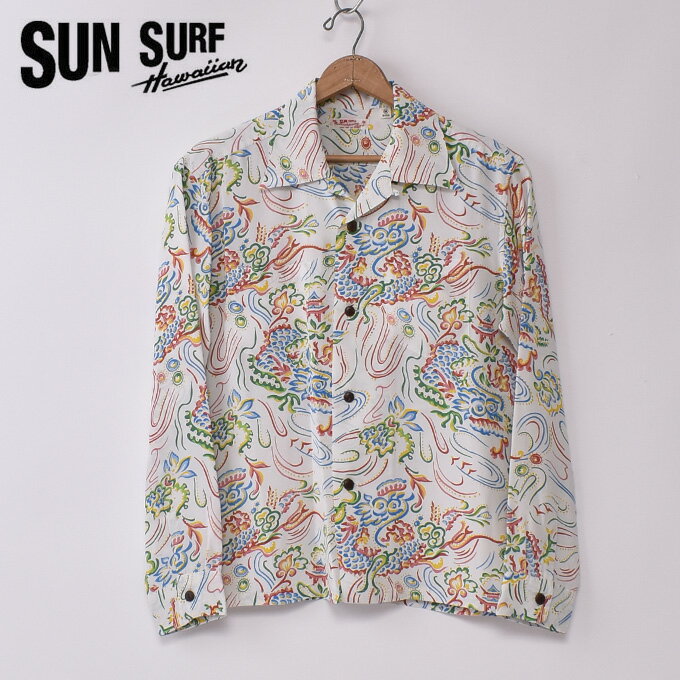 【SUN SURF】サンサーフ"GUARDIAN SPIRT " (SS29201 105OFF) 長袖 レーヨン アロハシャツ ハワイアンシャツOFF WHITE オフホワイト