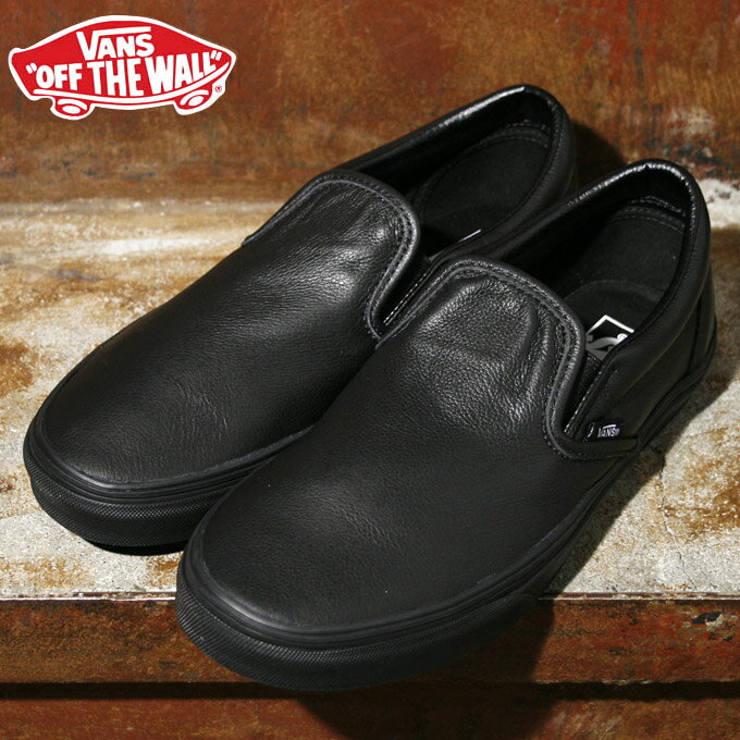 バンズ スニーカーCLASSIC SLIP-ON クラシック スリッポンPREMIUM LEATHER プレミアムレザーBLACK/MONO ブラック