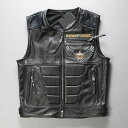 【クーポンで10%オフ】バイク革ベスト パンク風 ライダーメンズ 牛革バイクジャケット ライダースベスト 牛革バイクベスト バイクウェア レザー お洒落 ファッ...