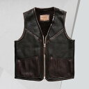 【クーポンで10%オフ】バイク革ベスト ライダーメンズ 羊革 バイクジャケット ライダースベスト 羊革バイクベスト バイクウェア レザー 本革 前開き カジュア...