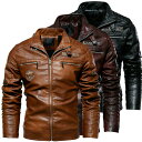 【スーパーSALE 10%OFF】バイクジャケット 革ジャン アウター ライダース バイク ライダースジャケット レザージャケット フェイクレザー PU ジャケット メンズ カジュアル 裏起毛 父の日