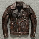 【スーパーSALE 10%OFF】バイクジャケット 革ジャン 皮ジャン 牛革 本革 真革 牛レザー アウター ライダース ライダースジャケット バイク レザージャケット レトロ風 防風 防寒 レザー お洒落 革ジャン メンズ 大きいサイズ