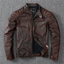 【スーパーSALE 10%OFF】バイクジャケット 革ジャン 皮ジャン 牛革 本革 真革 牛レザー レザージャケット レトロ風 アウター ライダース ライダースジャケット バイク 防風 防寒 レザー お洒落 革ジャン メンズ 大きいサイズ カジュアル