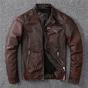 【スーパーSALE 10%OFF】バイクジャケット 革ジャン 皮ジャン 真革 牛革 本革 牛レザー レザージャケット アウター ライダース ライダースジャケット バイク レトロ風 防風 防寒 レザー お洒落 革ジャン メンズ 大きいサイズ カジュアル