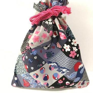 【送料無料】プレゼント/花火/着物/和装/信玄袋/合切袋/祭用品/化粧ポーチ/小物入れ/フリーケース/マルチ袋/お着替袋/シューズ入れ/メンズ/レディース/★★リバーシブル巾着(魚編&扇子、花柄等)