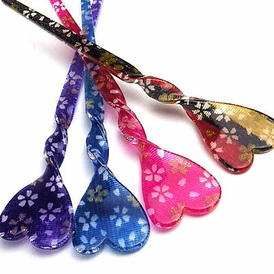 追跡可能メール便OK♪【和柄ハートかんざし】ヘアアクセサリー かんざし スティック 和風 黒 ピンク パープル ブルー 上品 可愛い おしゃれ 着物 浴衣 和装...