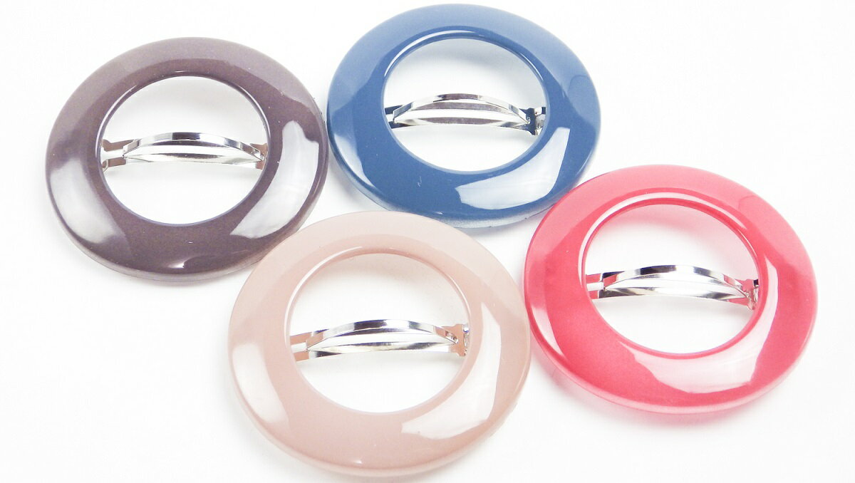 追跡可能メール便OK♪バレッタ【カラ−サークルバレッタ】ヘアアクセサリー　グレー　ベージュ　ピンク　ブルー　サークル　春　夏　上品　おしゃれ　カジュアル　結婚式　パーティーイベント　まとめ髪　ハーフアップ　レディース