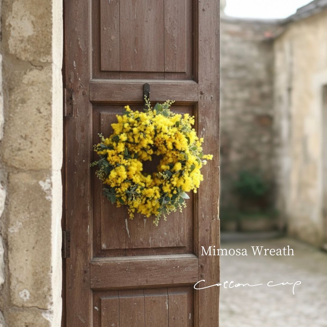 ミモザリース ミモザ リース ギフト プレゼント インテリア 新築祝い 花 お祝い ナチュラル 結婚 ウエディング 壁飾り おしゃれ 誕生日 開店祝い ボタニカル 国際女性デー ミモザの日