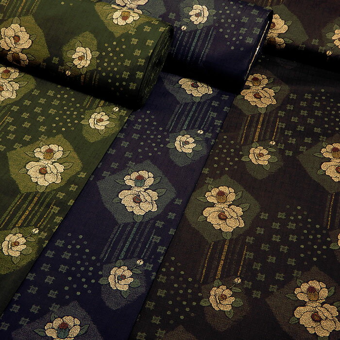 和柄 生地 サザンクロス 椿合わせ絣