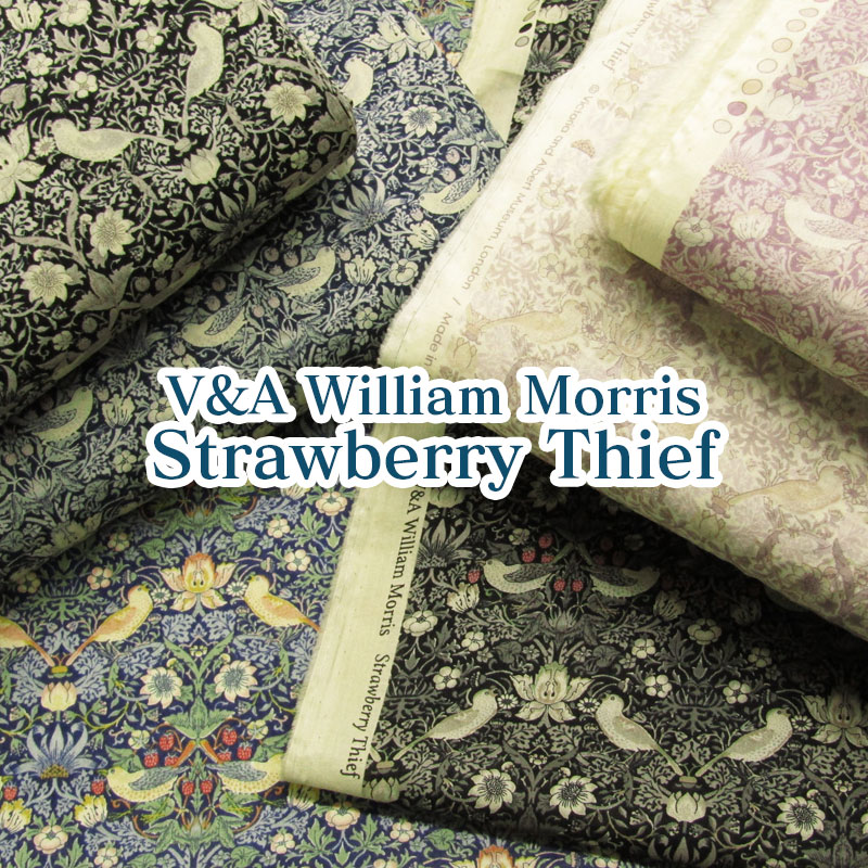 V&A William Morris Strawberry Thief ローン（単位50cm）綿/コットン/生地/プリント/ウイリアムモリス/William Morris/モリス柄/ストロベリースィーフ/ストロベリーシーフ/いちご泥棒/イチゴ泥棒/いちごどろぼう/鳥/フラワー
