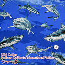 USAコットン Hoffman California International Fablics シャーク(単位50cm)サメ/海/アメリカンファブリック/生地/綿/プリント