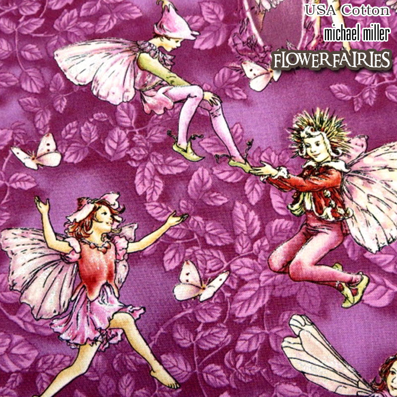 USA Cotton マイケルミラー 花と妖精 Flower FAIRIES PURPLE（単位50cm）michael miller/アメリカンファブリック/生地