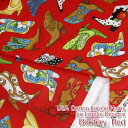 USA Cotton Loralie Harris for Loralie Designs Bootery Red(単位50cm)ローラライハリス/ロラライハリス/ロラリー/アメリカンファブリック/生地/ブーツ/靴