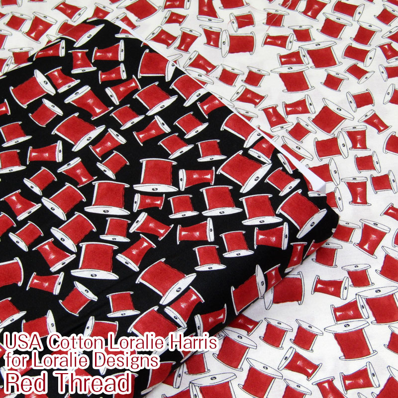 USA Cotton Loralie Harris for Loralie Designs Red Thread(単位50cm)ローラライハリス/ロラライハリス/ロラリー/アメリカンファブリック/USAコットン/アメリカ/綿/コットン/生地/ミシン糸