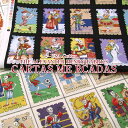 USAコットン THE ALEXANDER HENRY FABRICS CARTAS ME RCADAS(単位1パネル)アレキサンダーヘンリー/アメリカンファブリック/生地/綿/コットン/シーチング/マーケットカード/ガイコツ/ドクロ/メキシカンスタイル/カラベラ/calavera/メキシコ