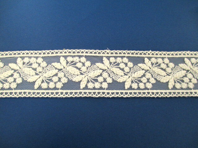 LECIEN　エンブロイダリーレースコットン・生成り62ミリ巾（単位50cm）ルシアン/幅広/レース/ナチュラル