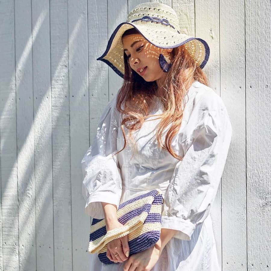 透かし編み女優帽 キット【キット/手芸/編み物/手編み/ラフィア/帽子キット/編み図/レシピ/初心者/動画解説/レディース】 cottonraffia-10000062 コットンラフィア 楽天市場店 サンプル画像2