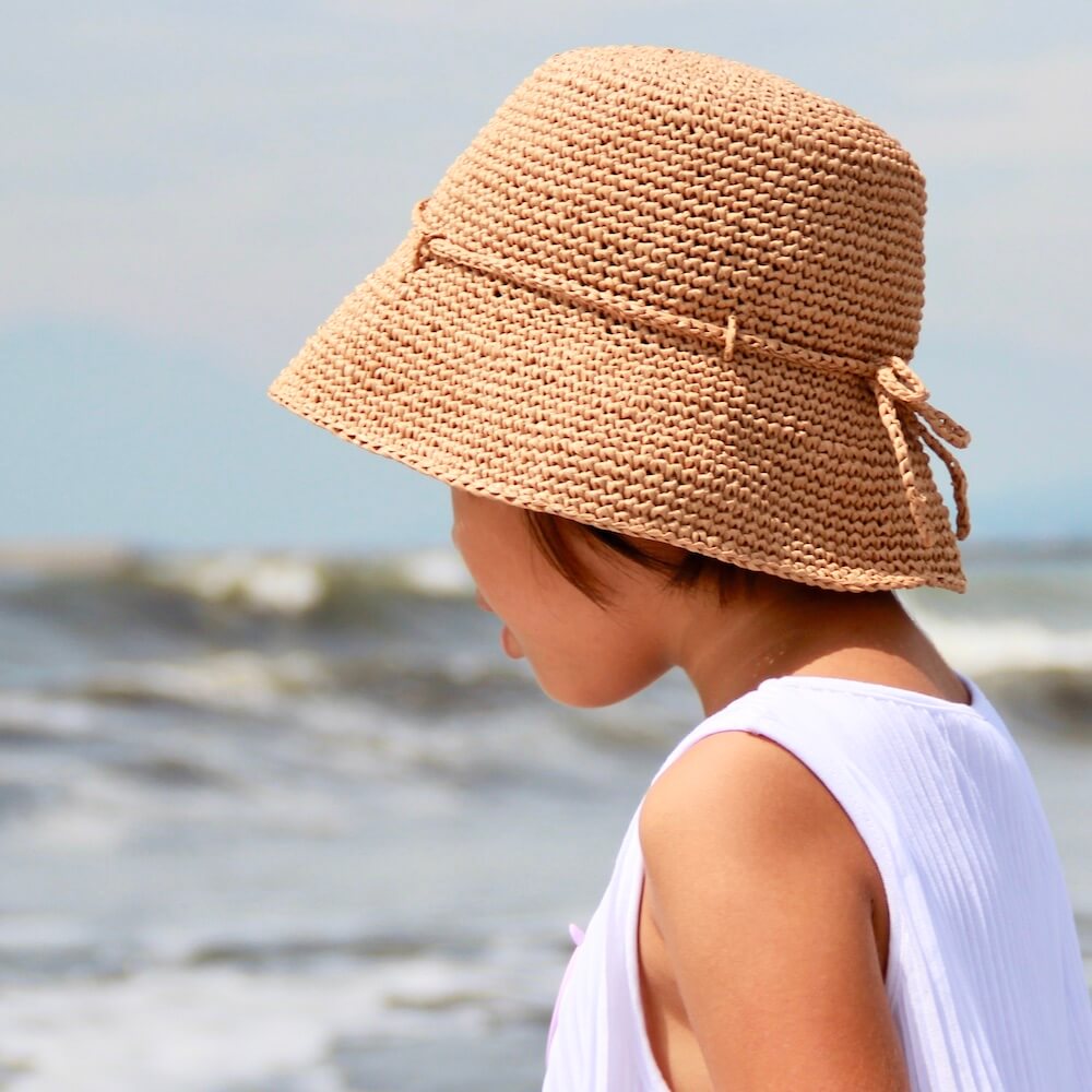 キッズクローシュハット キット【キット/手芸/編み物/手編み/ラフィア/帽子キット/編み図/レシピ/初心者/動画解説/レディース】 cottonraffia-10000116 コットンラフィア 楽天市場店 サンプル画像2