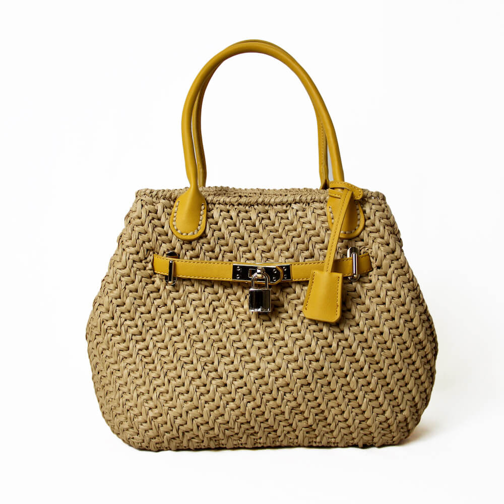 〈キット〉ベルテッドバッグ　キット（マスタード パーツ）【キット/手芸/編み物/手編み/ラフィア/帽子キット/編み図/レシピ/初心者/レディース】