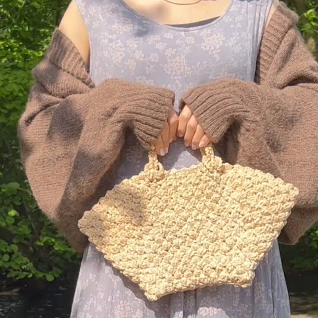 【キット】ピクニックバッグ　キット【キット/手芸/編み物/手編み/ラフィア/バッグキット/編み図/レシピ/初心者/レディース】 cottonraffia-10000248 コットンラフィア 楽天市場店 サンプル画像3