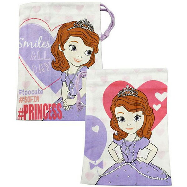 送料無料 日本製 ディズニー プリンセス ソフィア 歯ブラシホルダー付 コップ袋 コップ入れ 巾着 148×205mm ピンク