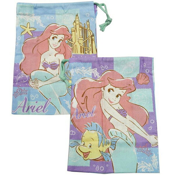 送料無料 日本製 ディズニー プリンセス アリエル 歯ブラシホルダー付 コップ袋 コップ入れ 巾着 148×205mm